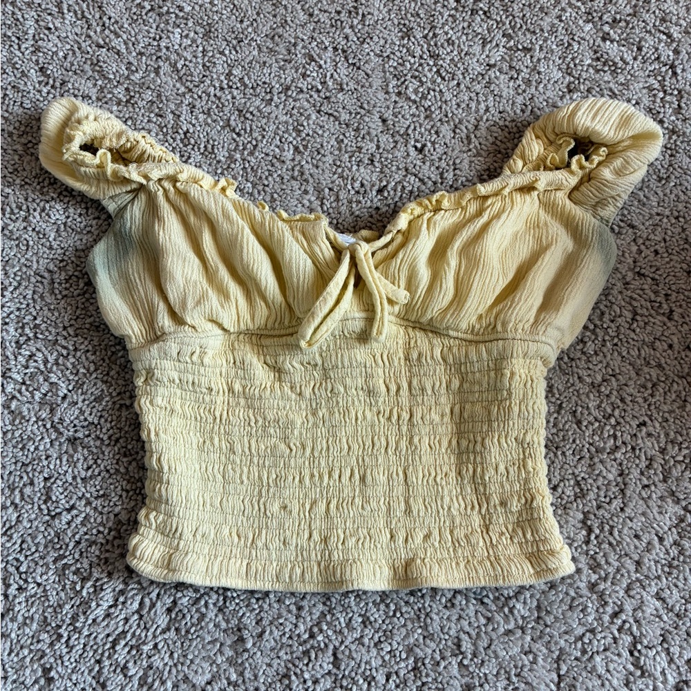 Garage Yellow Smocked Women's Top